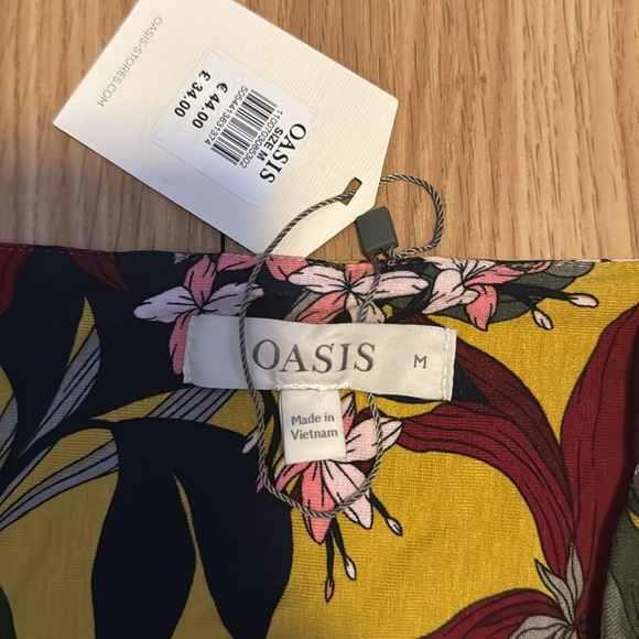 BNWT OASIS Yellow Multi Tropical Floral Palm Leaf Summer Cami dress - Picture 12 of 16